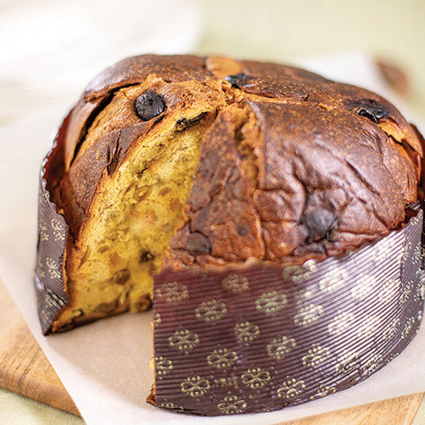 Holiday panettone with sweet raisins and candied citrus