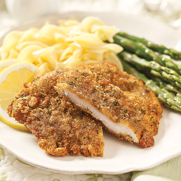 Pork Schnitzel (bottom left)
