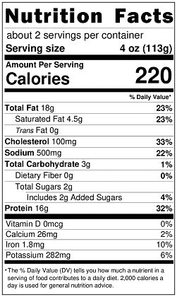 Old Nutrition Label