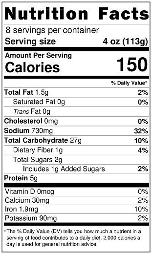 Old Nutrition Label