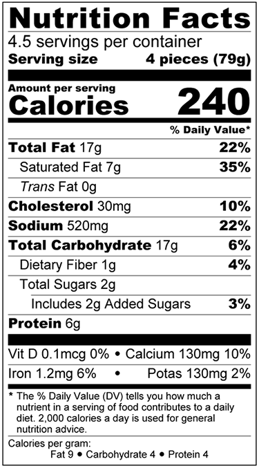 Old Nutrition Label