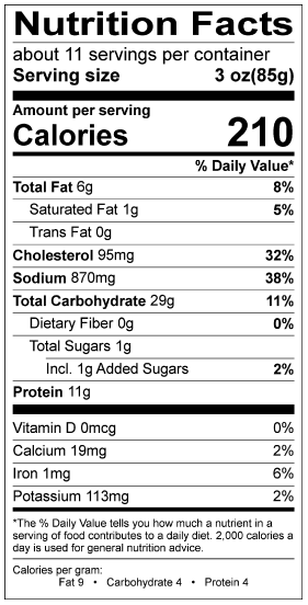 Old Nutrition Label