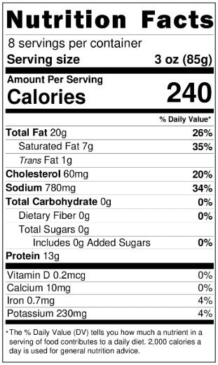 Old Nutrition Label