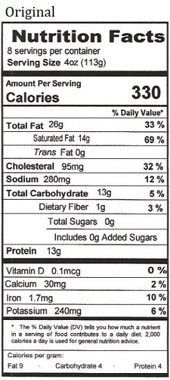 Old Nutrition Label