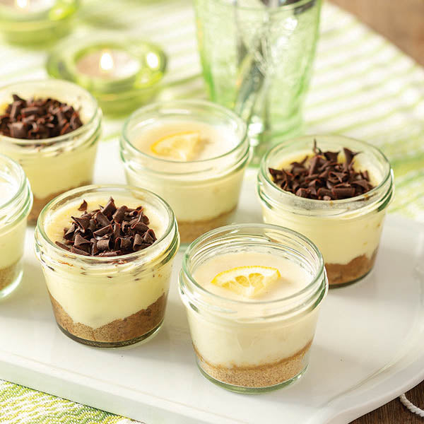Italian Desserts in a jar, featuring traditional Tiramisu and Lemon Ricotta Cheesecake