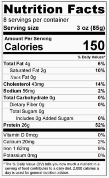 Old Nutrition Label