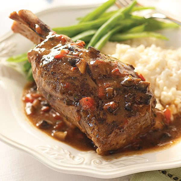 Braised Lamb Shanks In Portobello Sauce - Two Shanks