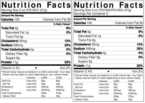 Old Nutrition Label