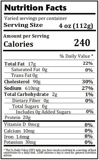 Old Nutrition Label