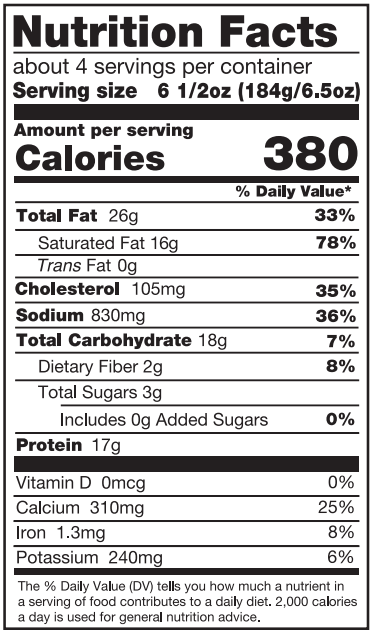 Old Nutrition Label