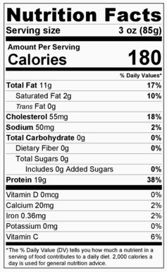 Old Nutrition Label