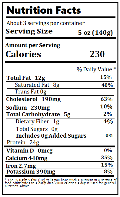 Old Nutrition Label